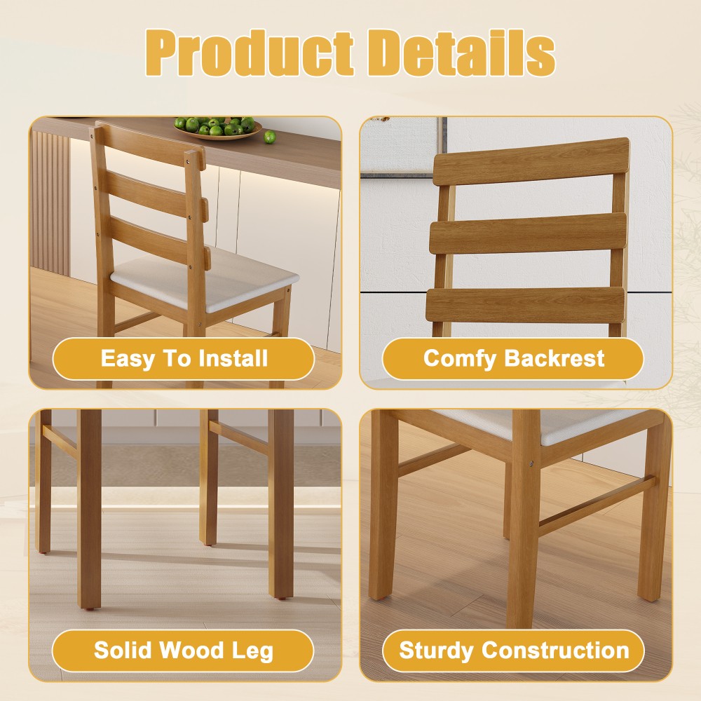 Solid Wood Dining Table And Chair Set Table and Chair Set 1 Table 4 Back