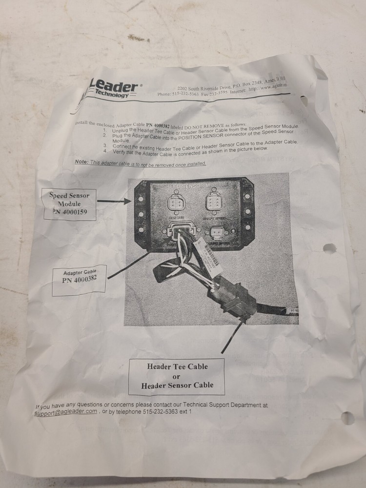 Header Tee/Sensor Adaptor Cable_4000382_Ag Leader Spped Module Harness_4000159