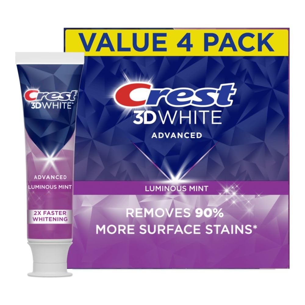 Crest 3D White Advanced Luminous Mint Teeth Whitening Toothpaste, Crest Toothpas