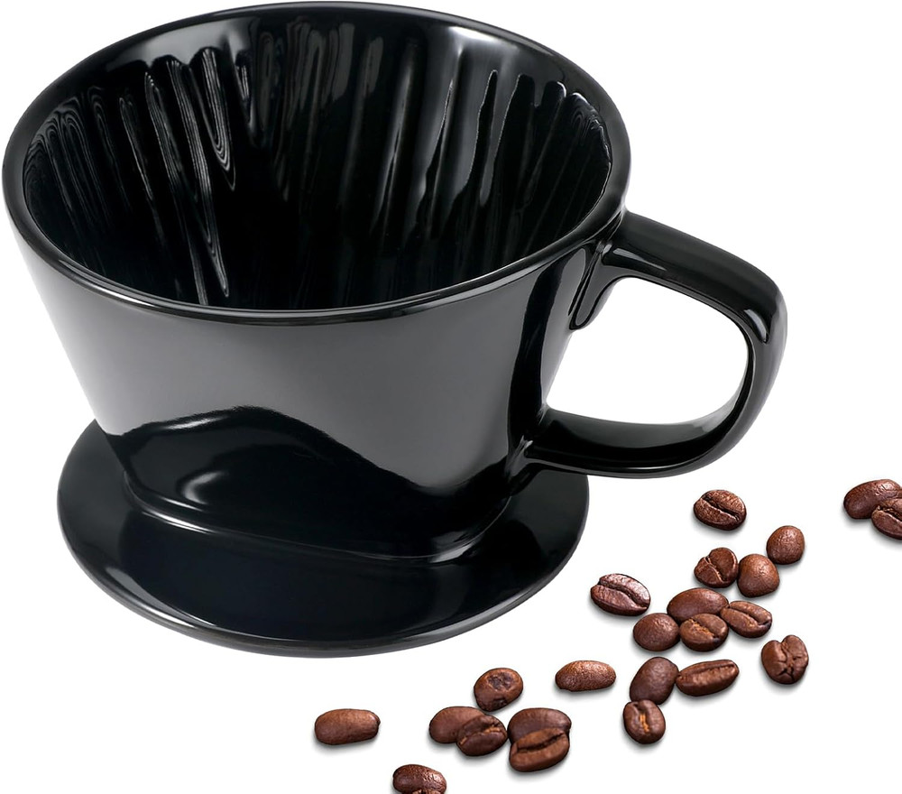 Ceramic Pour over Coffee Maker Dripper with 3 Holes Flat Bottom