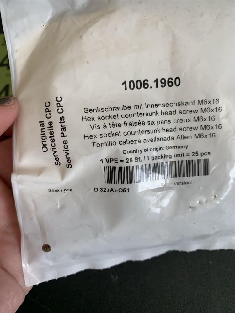Rational Combi Steamer Replacement Part No.1006.1960 (25)Hex Socket Counter Sunk