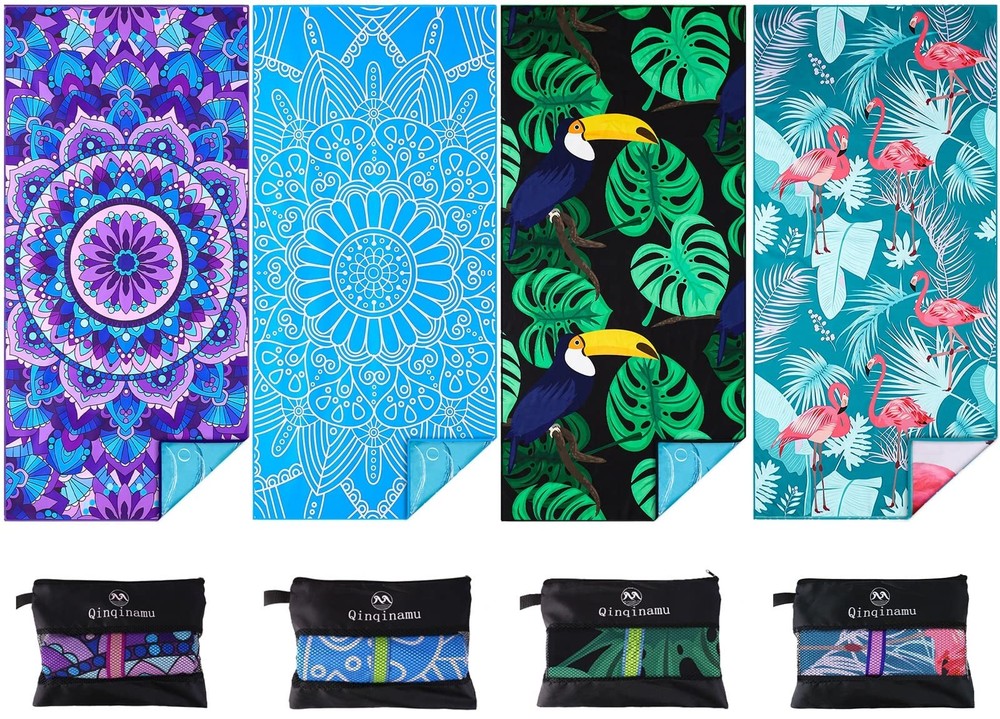 4 Pack Microfiber Thin Lightweight Beach Towel Oversized 71x32 Extra Large Sa...