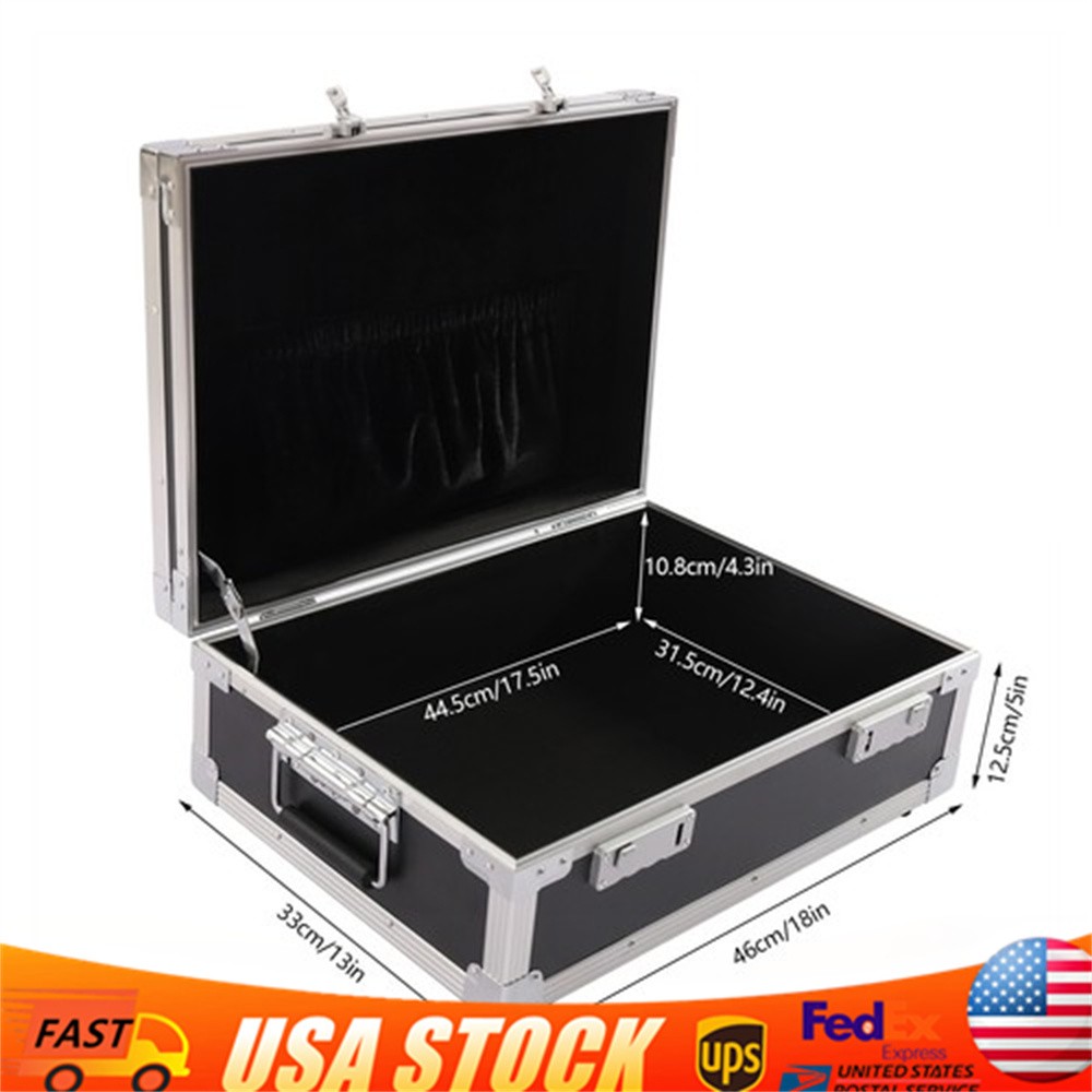Aluminum Hard Case Briefcase Toolbox Storage Box Tool Case Black Carrying Case