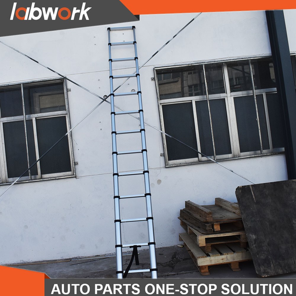 Labwork 12.5ft Telescopic Step Ladder Aluminum Multi Purpose Extension Ladder