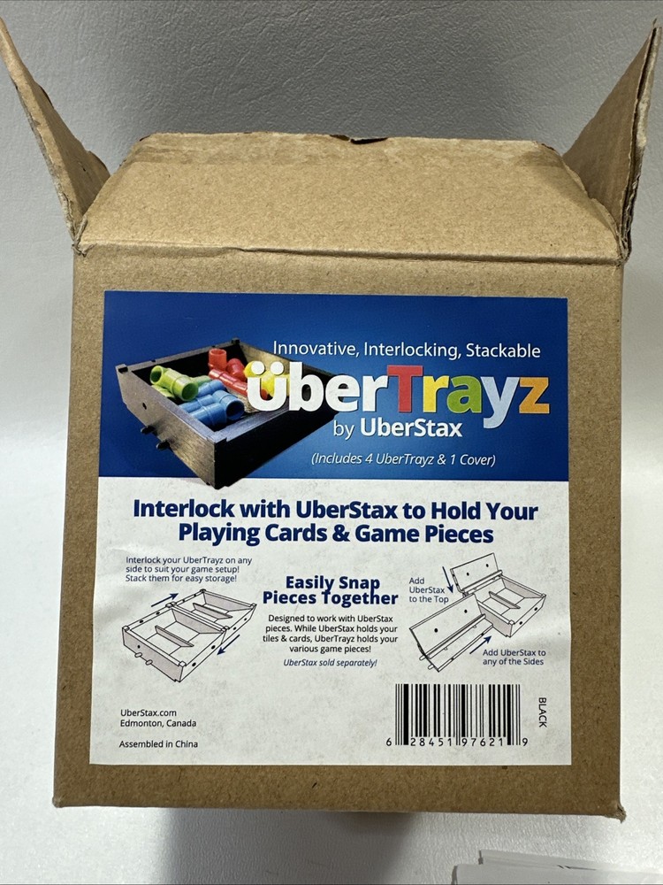 UberTrayz Universal Game Piece Holders Black New by UberStax Interlocking Stack