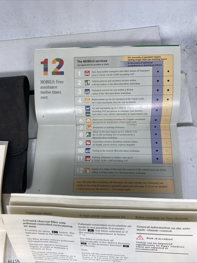 MERCEDES E CLASS OWNERS MANUAL BOOK PACK