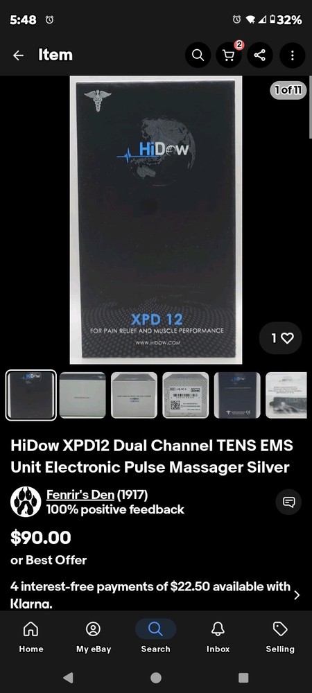 HiDow XP Micro TENS/EMS Combo Rechargeable Device New Open Box