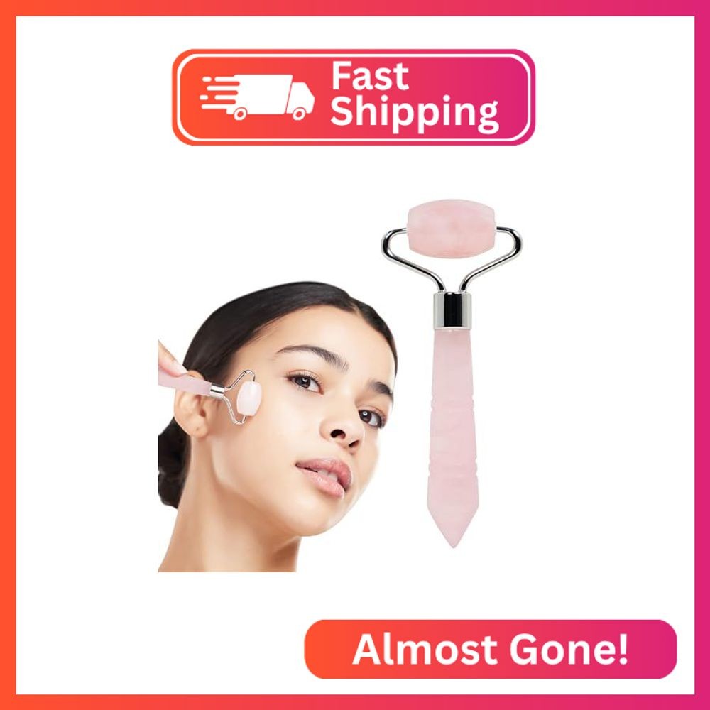 Mini Rose Quartz Roller - Face Roller - Gua Sha Facial Tools, Mini Rollers for F