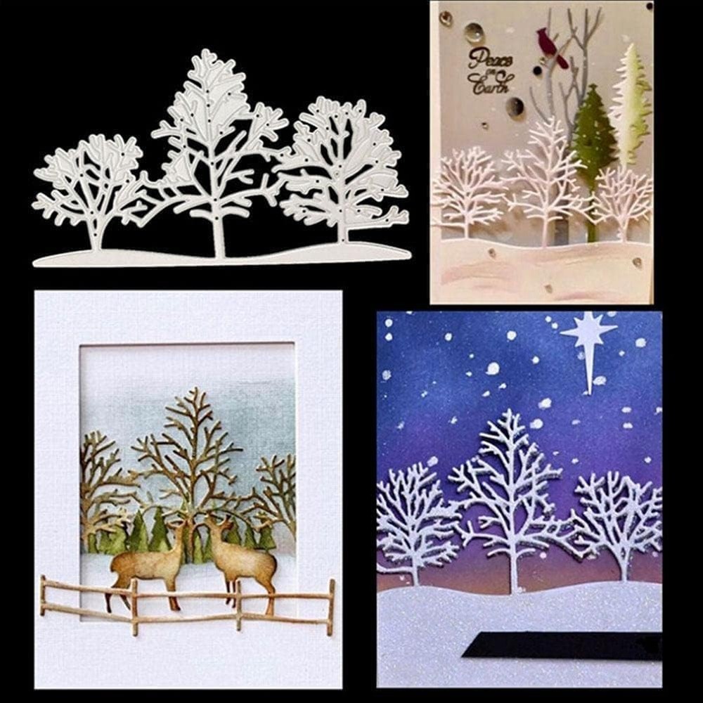 Jinshining 1Set Silver Tree Metal Die Cuts, Tree Cutting Dies, Forest Cut Ste...