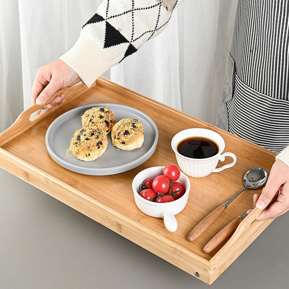 Bamboo Breakfast Holder Rack Bed Tray Foldable Rest Serving Tray Laptop Table