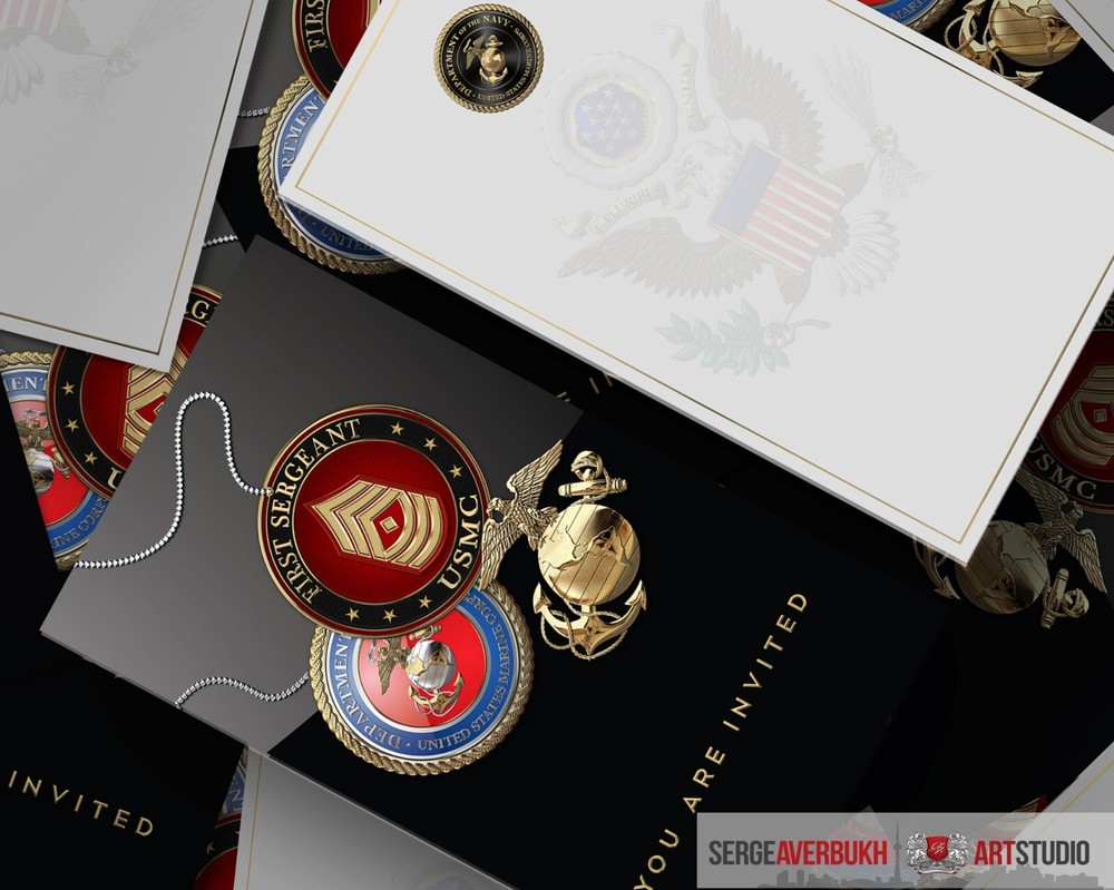 Customizable US Marine First Sergeant 5x7 Invitation Template DIGITAL DOWNLOAD