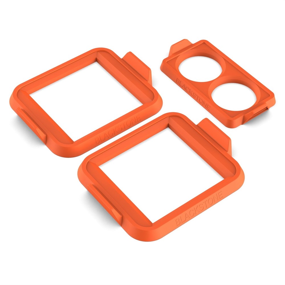 Silicone Circle Egg and Square Omelet Ring Set in Orange Kitchen Tools, 3-Piece