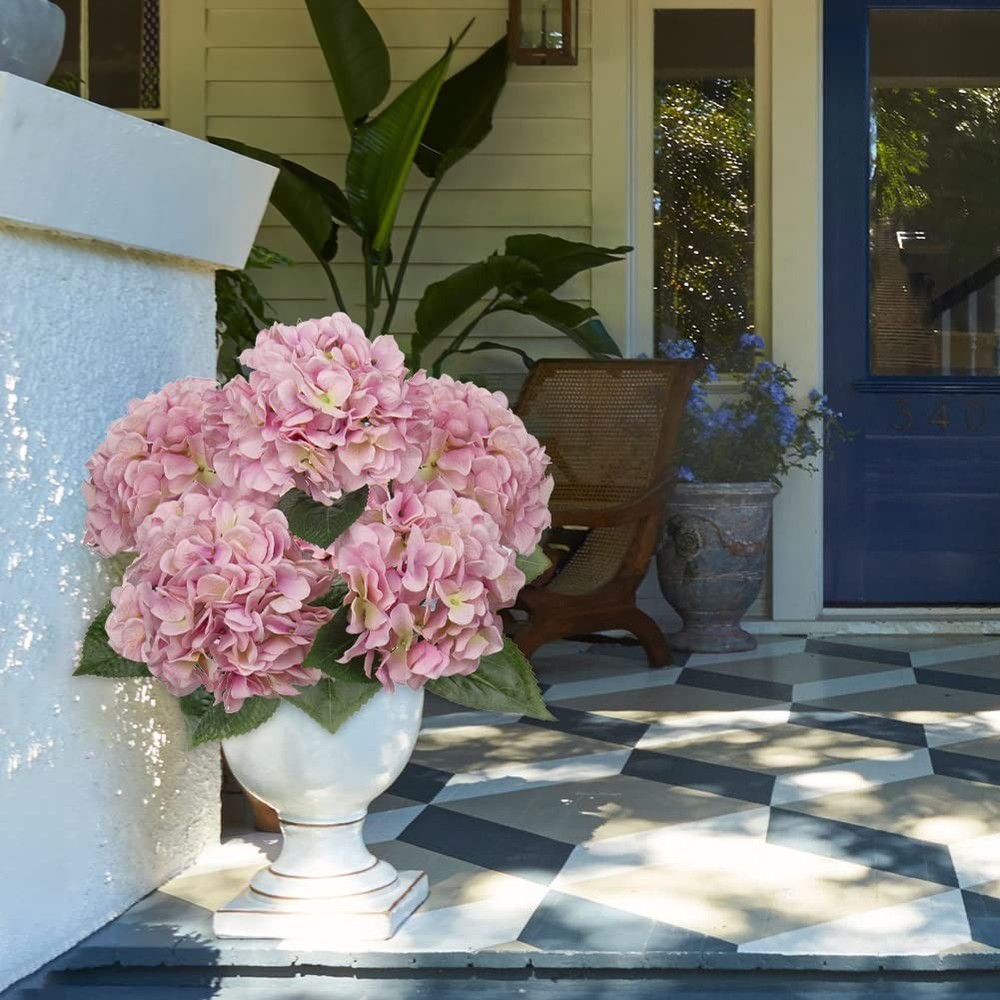 Pink Hydrangea Artificial Flowers Large Artificial Hydrangeas Silk Flowers fo...