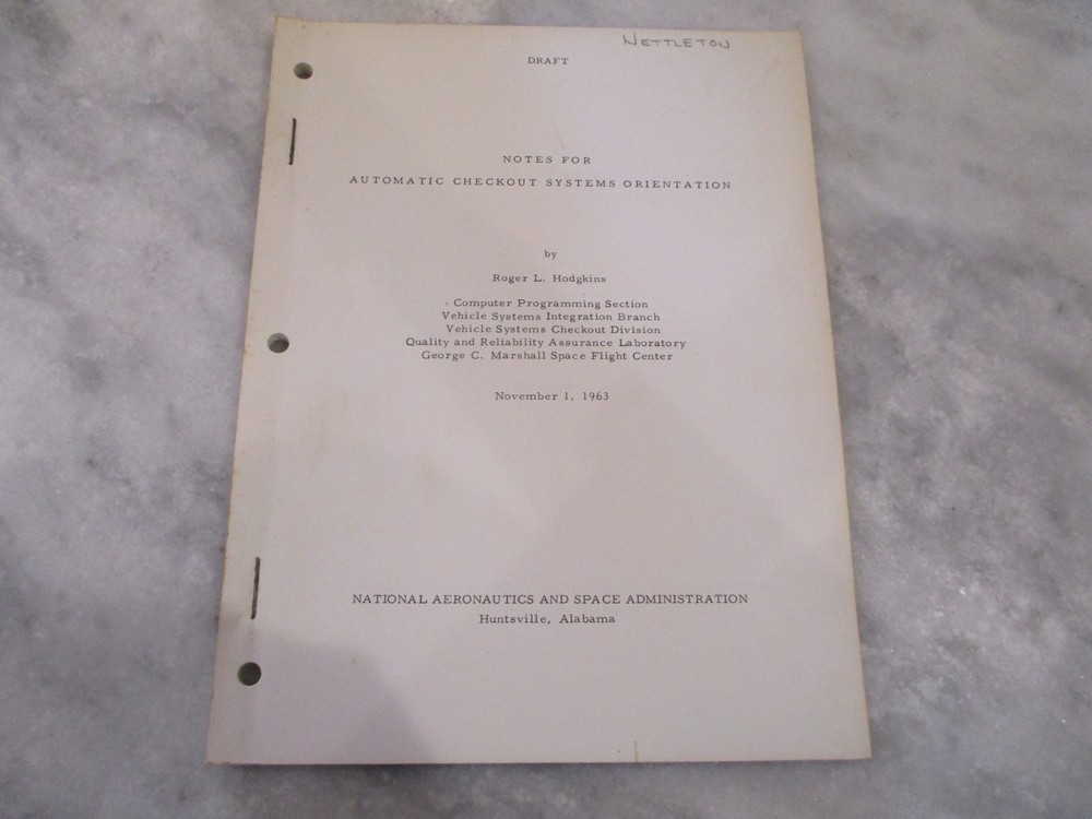 NASA MSFC *DRAFT* SATURN/APOLLO NOTES FOR CHECKOUT VEHICLE SYSTEMS BOOK-1963
