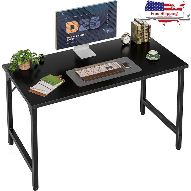 Modern Computer Desk Durable Wood Surface Stable Metal Frame Easy Assembly New