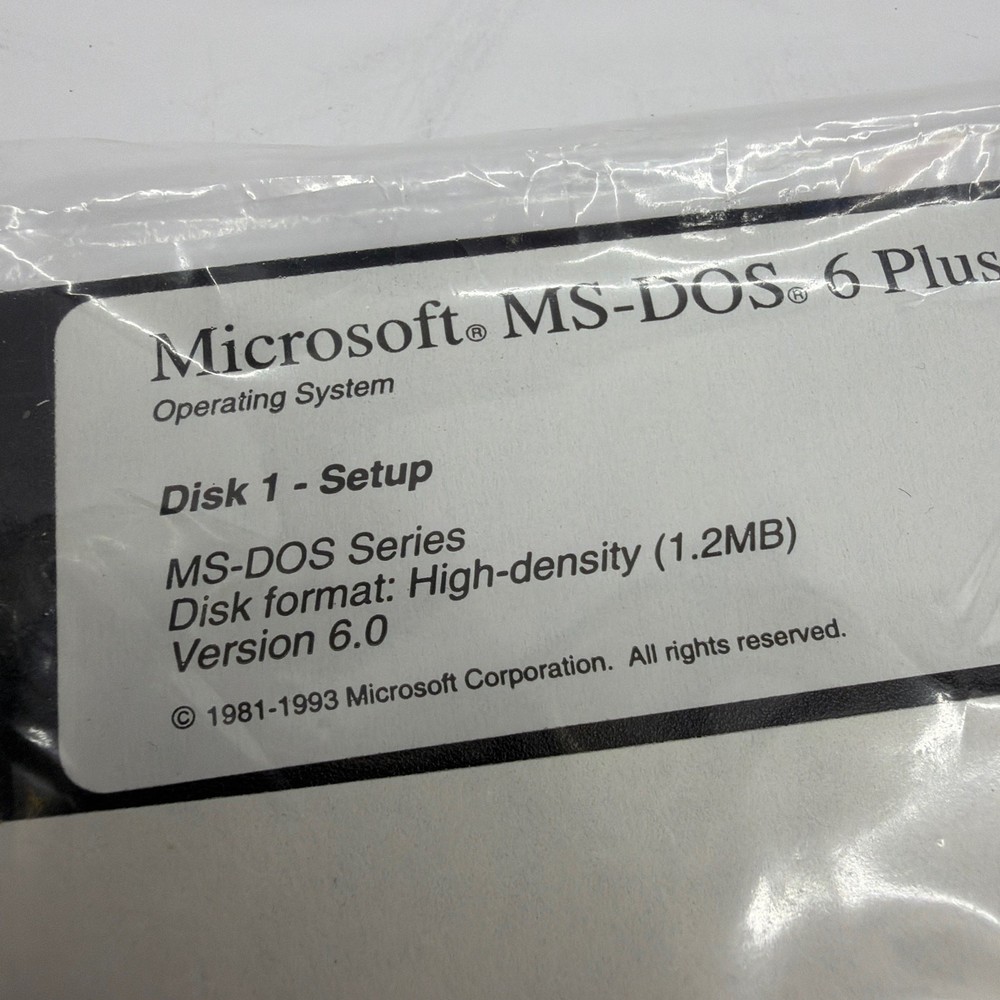 Microsoft MS-DOS 6 Plus Enhanced Tools Disk 1 Setup 5.25in 1.2MB Version 6.0