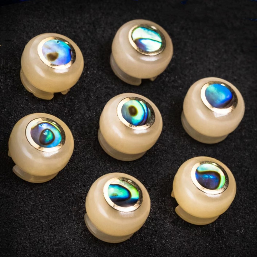 6x Guitar Pin Unbleached Bone Abalone shell Dot Luthier Bridge Nut Saddle H03