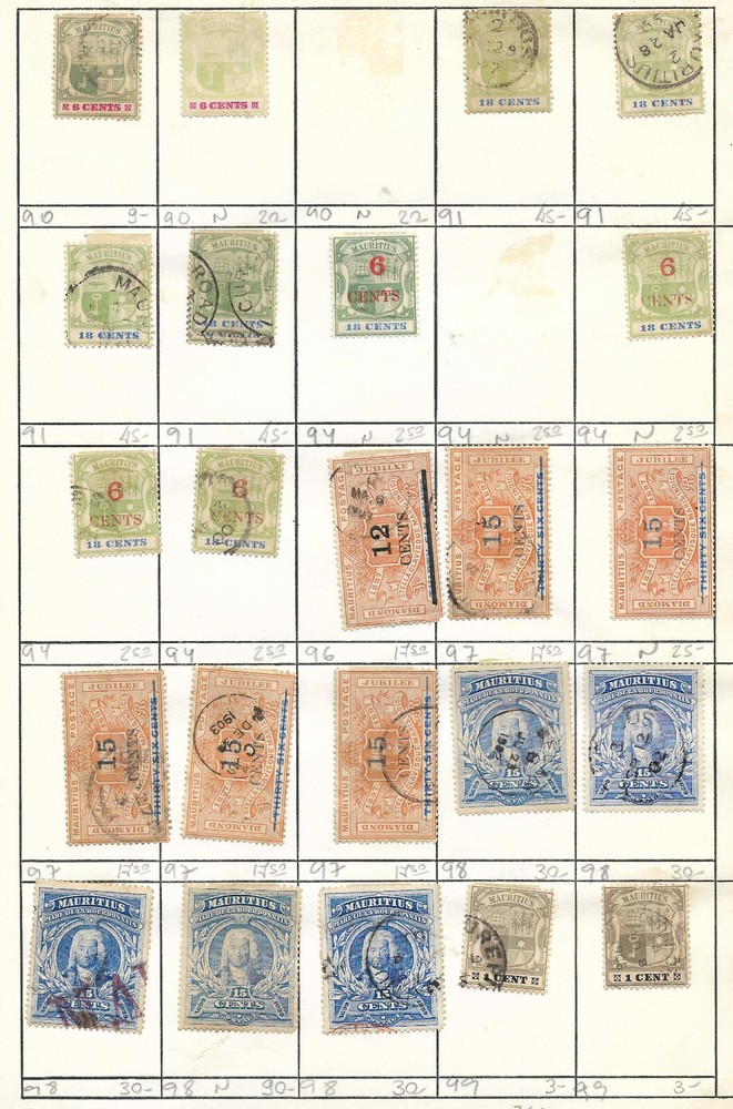 BRITISH MAURITIUS Lot 24 stamps MH-Used for Study Errors cancels perf.!