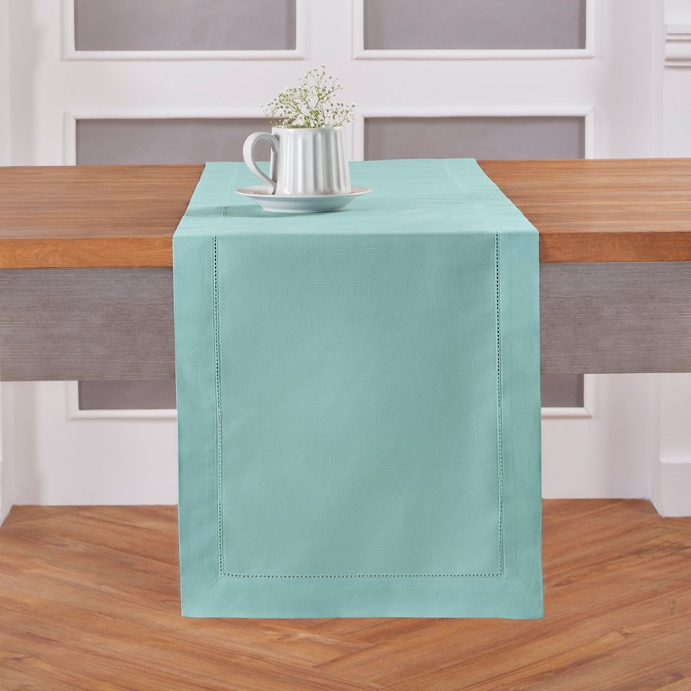 Solino Home Cotton Linen Hemstitch Table Runner 14" x 90" In, Fall, Kitchen