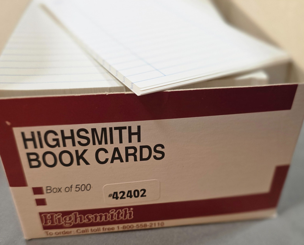 Highsmith Library book cards pockets, label protectors.