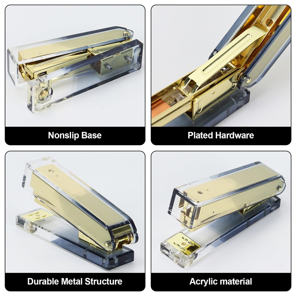 Multibey Gradient Acrylic Stapler Set, 25 Sheet Capacity Desktop Stapler with...