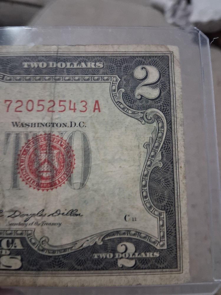 1953-B $2 United States Note - RED SEAL - Misaligned Cut From The Mint/ Error