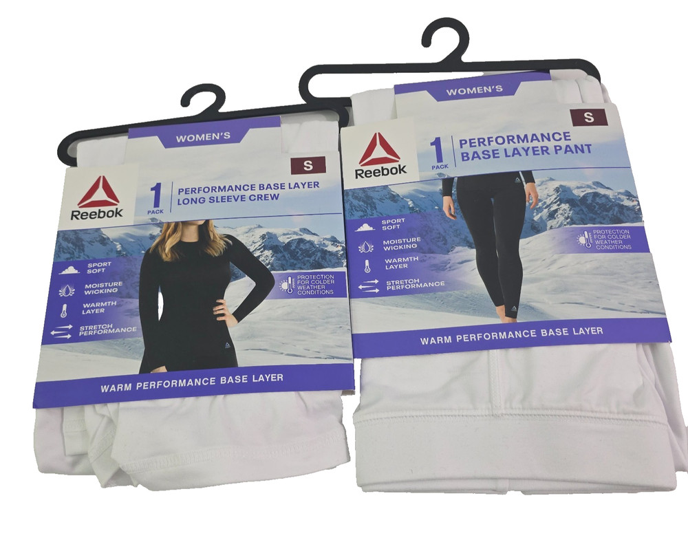 Reebok Women's Performance Base Layer White Pants & Top - 2 PC Set - Size Small