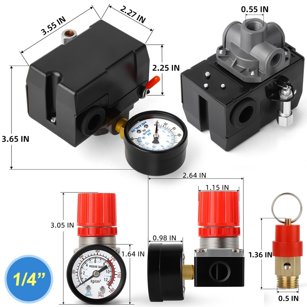 Air Compressor Pressure Switch Control Valve Red, Black
