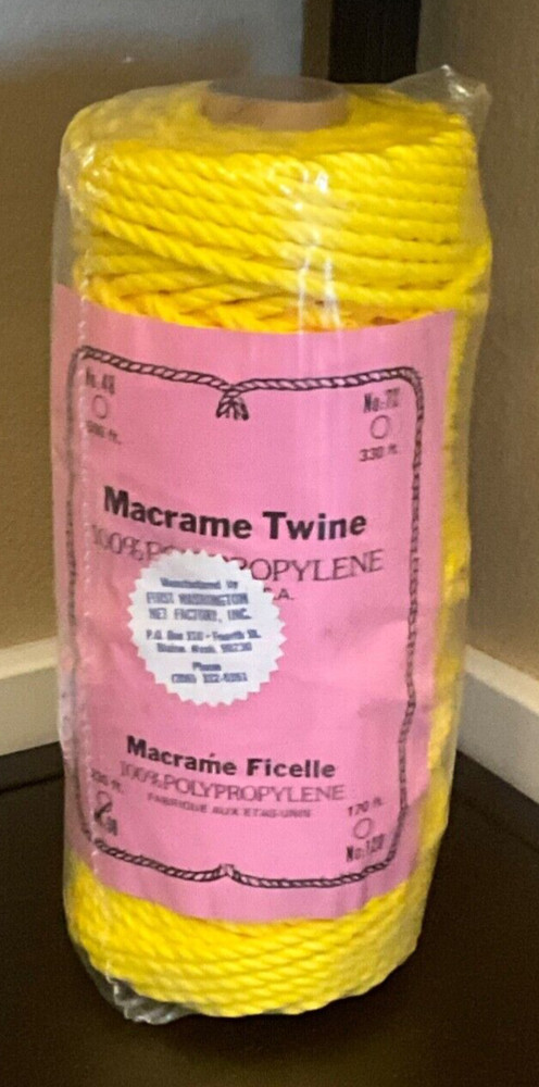 (4) FIRST WASHINGTON NET MACRAME TWINE 100% POLYPROPYLENE 230’, 5MM, YELLOW, #96