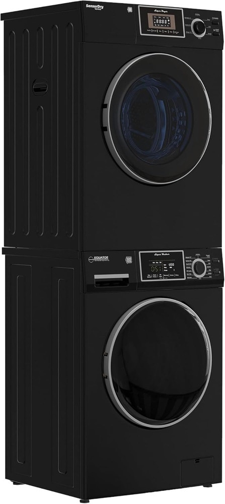 COMPACT STACKABLE LAUNDRY Washer EW 822 1.57Cf + Dryer ED 866 3.1Cf 110V (Black)