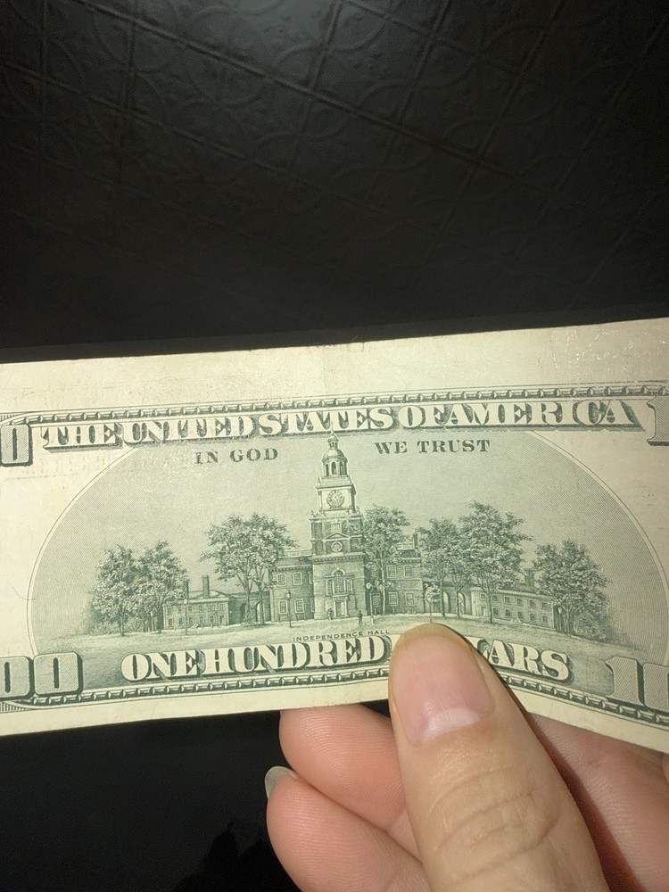 1996 $100 Dollar Bill Off-Center Misaligned Error