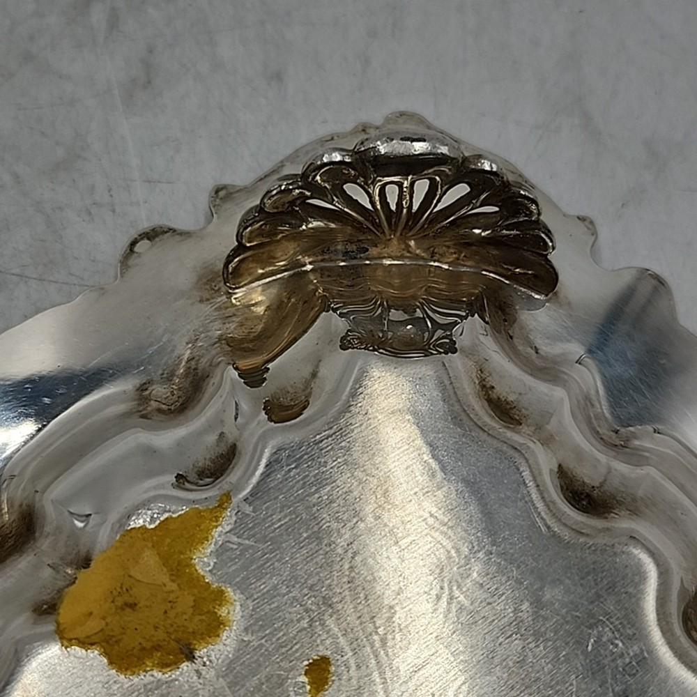 Vintage Wallace X121 Square Silver Plate Footed Tray in "Chippendale" Pattern