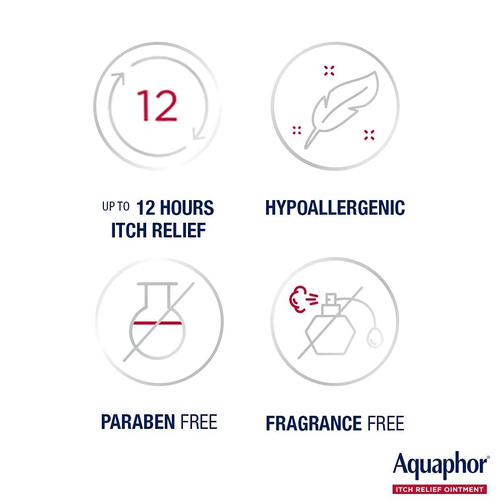 Aquaphor Itch Relief Ointment 1% Hydrocortisone Maximum Strength 2 oz
