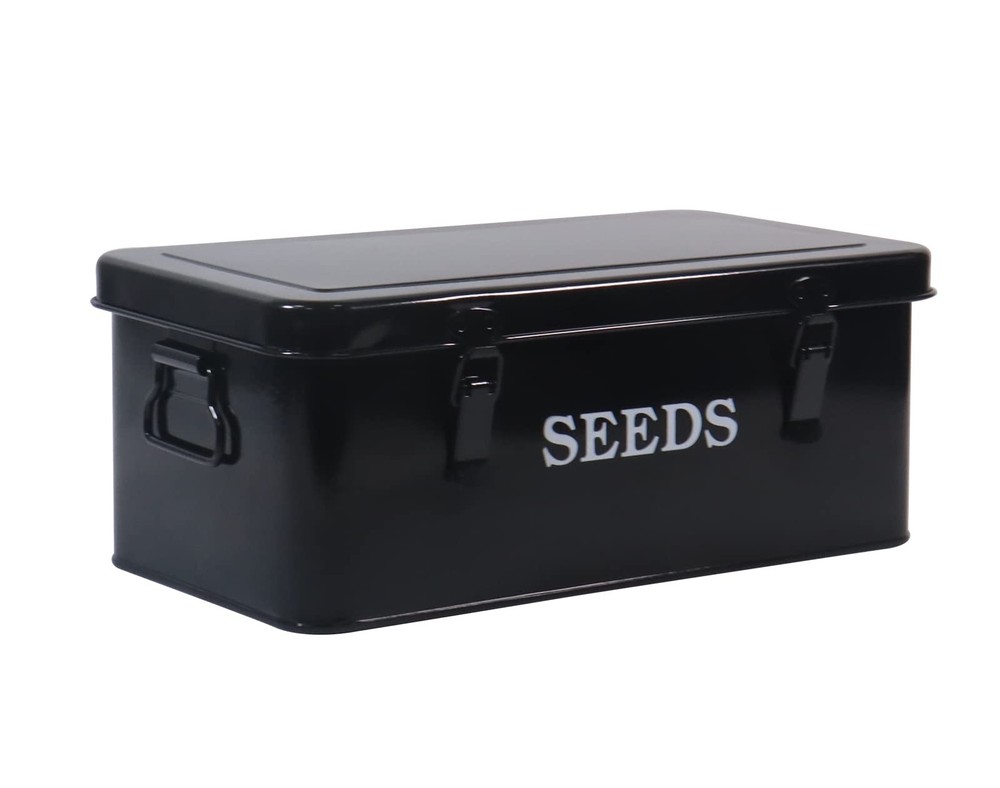 Seed Saving Box, Metal Seed Bin, Seed Storage Organizer, Seed Packet Containe...