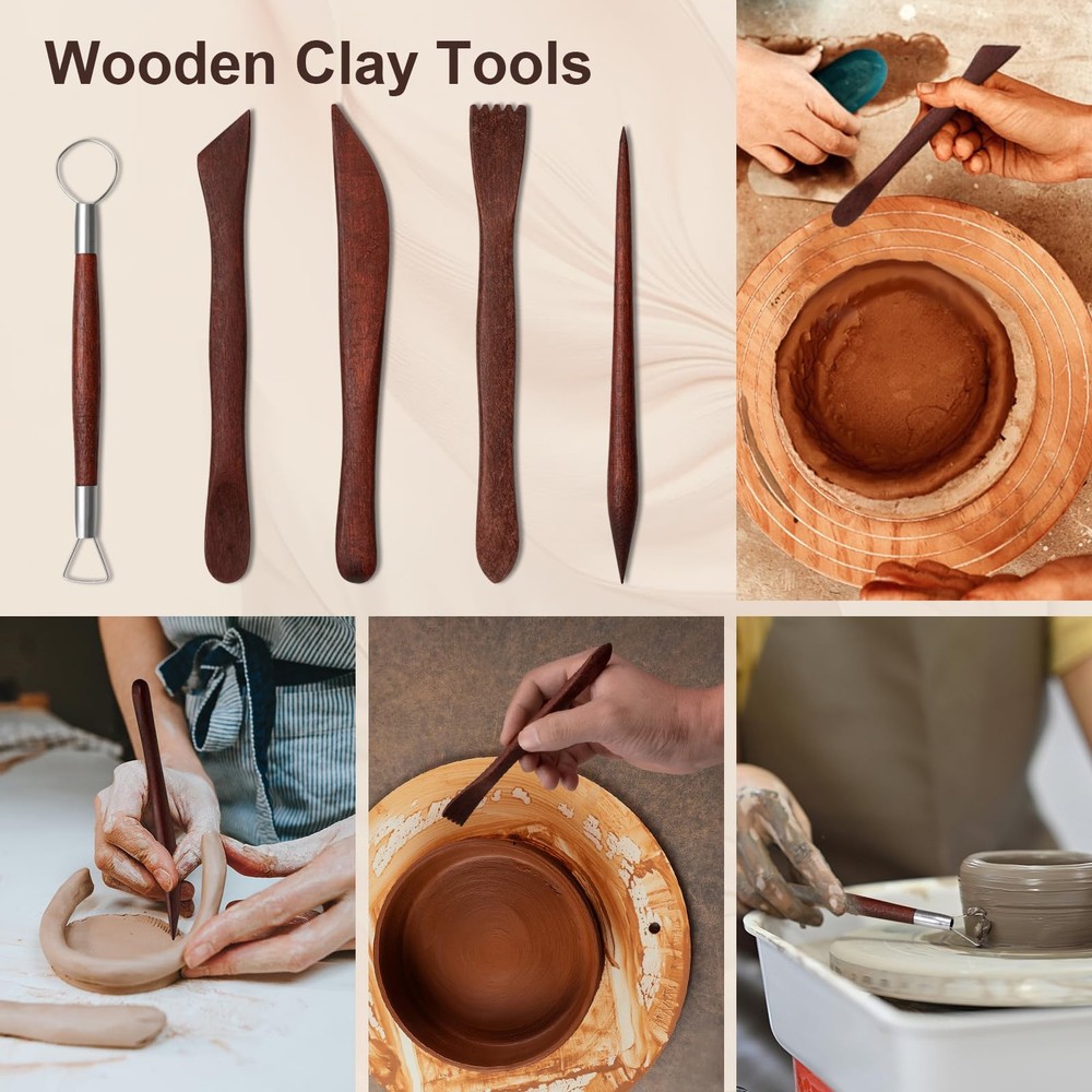 Clay Tools Kit, 43 PCS Red Pottery Tools, Practical Polymer Clay Sculpting To...