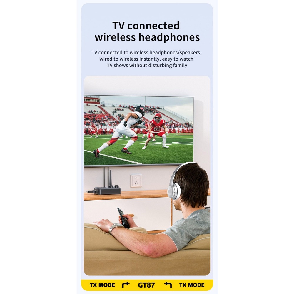 For Bluetooth 5.4 Transmitter Receiver 3.5mm AUX RCA Audio Adapter Replacement