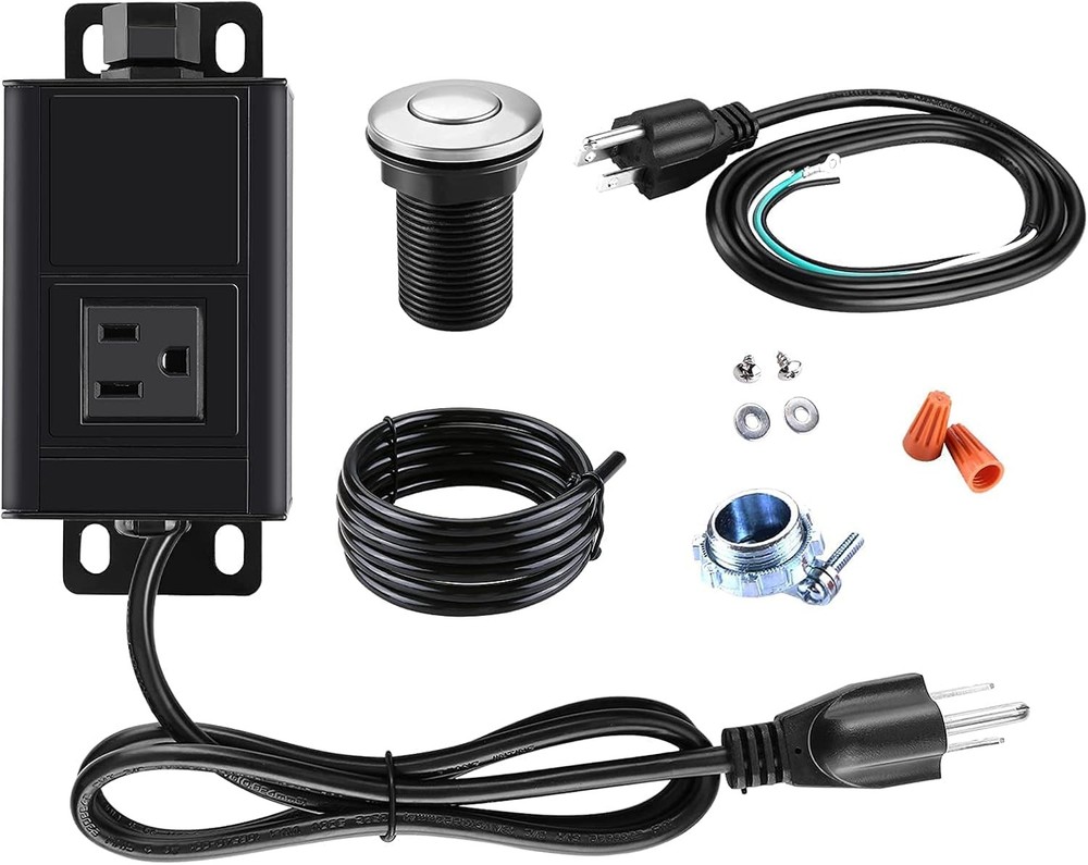 HK Bundle - 2 Items Garbage Disposal Air Switch Kit with Power Cord Kit