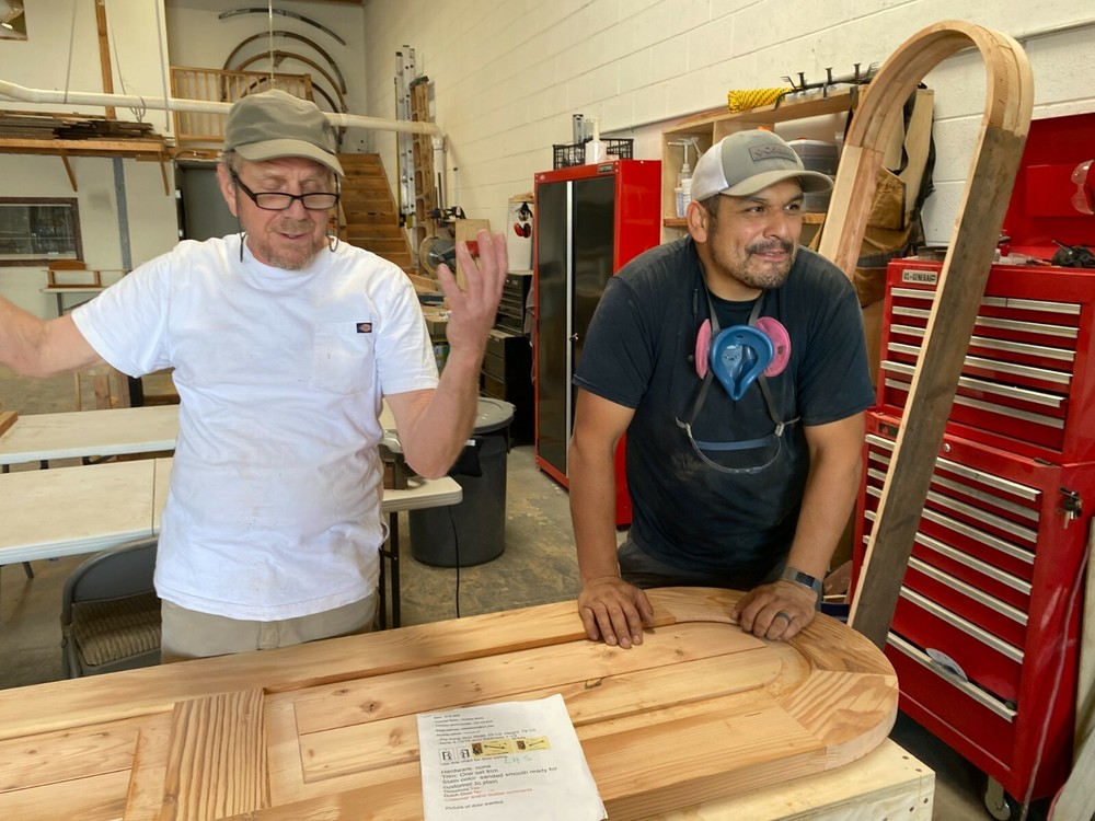 Rustic solid oak Double Door speakeasy jamb/trim/threshold wrought iron strong