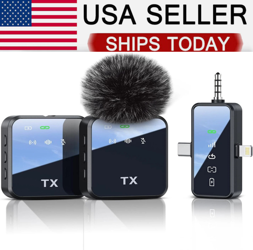 3 in 1 Mini Microphone for iPhone/Android/Camera, Wireless Lavalier Microphone*