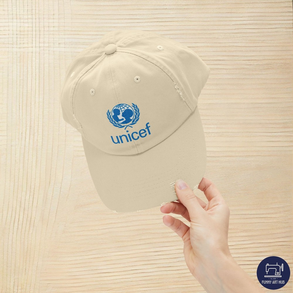 Unicef Logo Unisex Distressed Cap