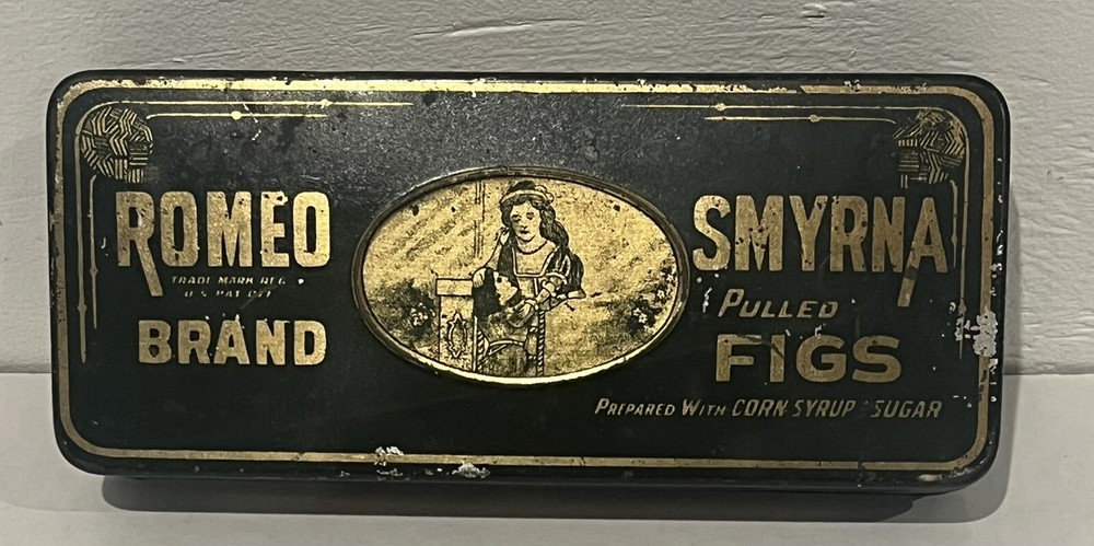 Romeo Brand Smyrna Pulled Fig Tin Vintage Advertising