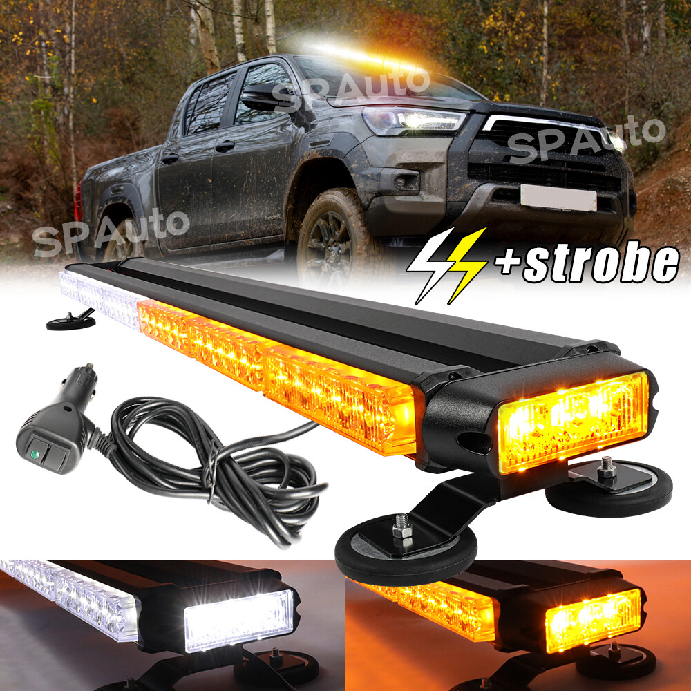 38" LED Strobe Light Bar Rooftop Double Side Emergency Warning Truck Amber/White