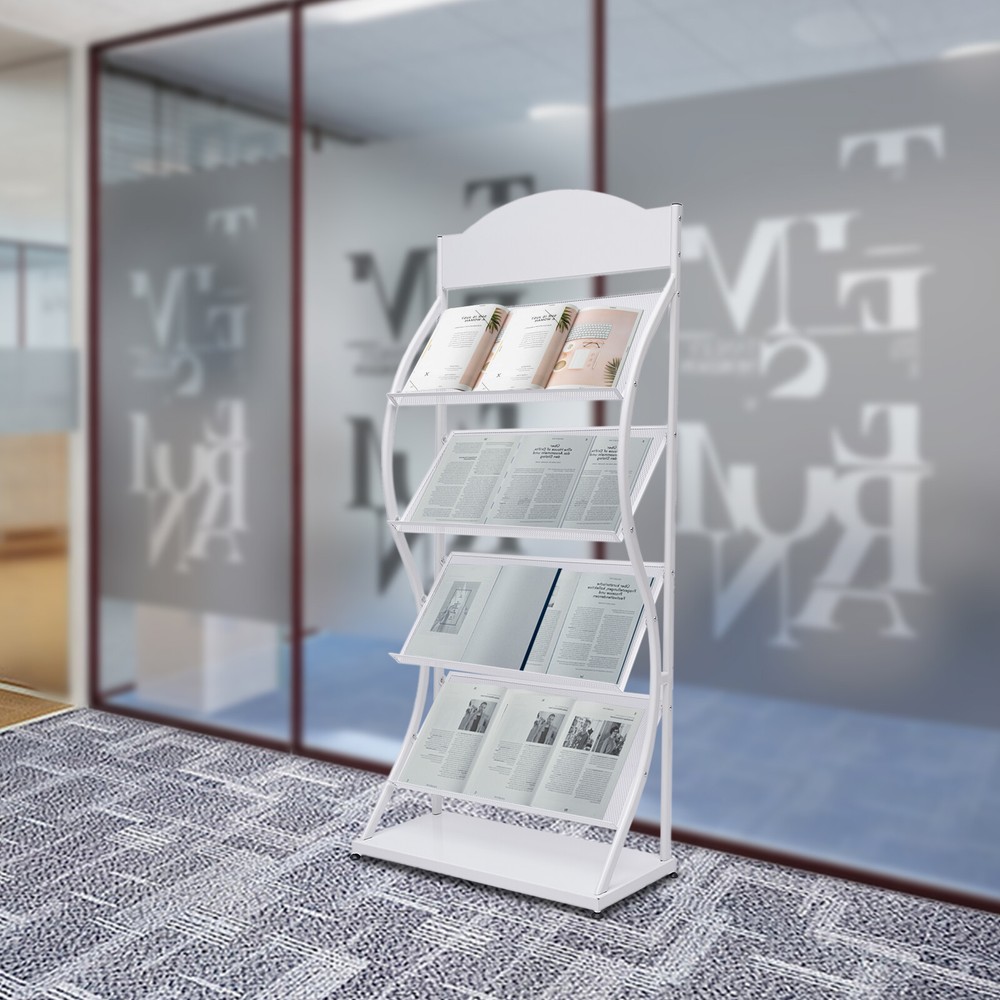 Floor-Standing Magazine Rack 4-Layer Iron Information Rack Storage Rack S-shaped