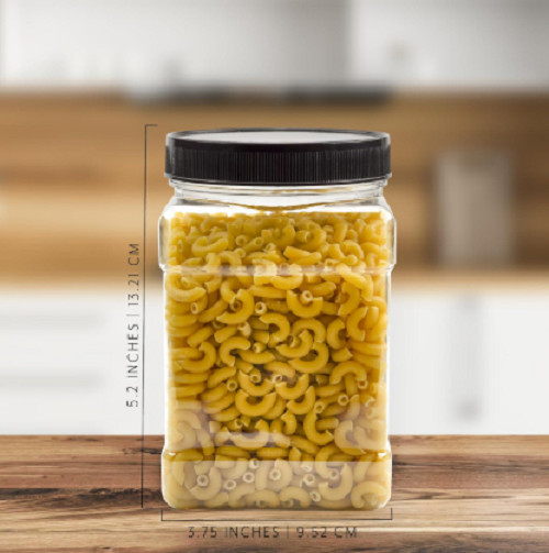 32oz Clear Square Plastic Jars 4pk, 4 Cup Capacity Canisters