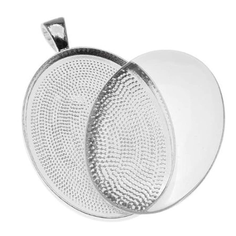 Julie Wang 10 Sets Silver Assorted Oval Setting Bezel Tray Pendant Blanks Wit...