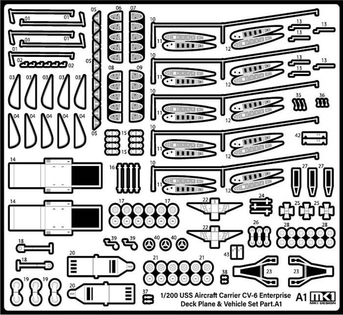 1/200 KA Models WWII US DECK PLANE SET for CV-6 Enterprise