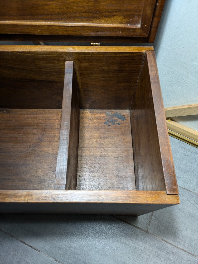 Antique Rustic Solid Wood Carpenter Tool Storage Box Chest Trunk with Lid N65