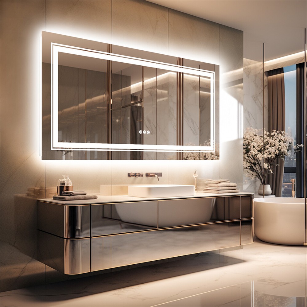 42''x20'' LED Wall Mirrors Sleek Backlit Bathroom Mirror Vertical & Horizontal