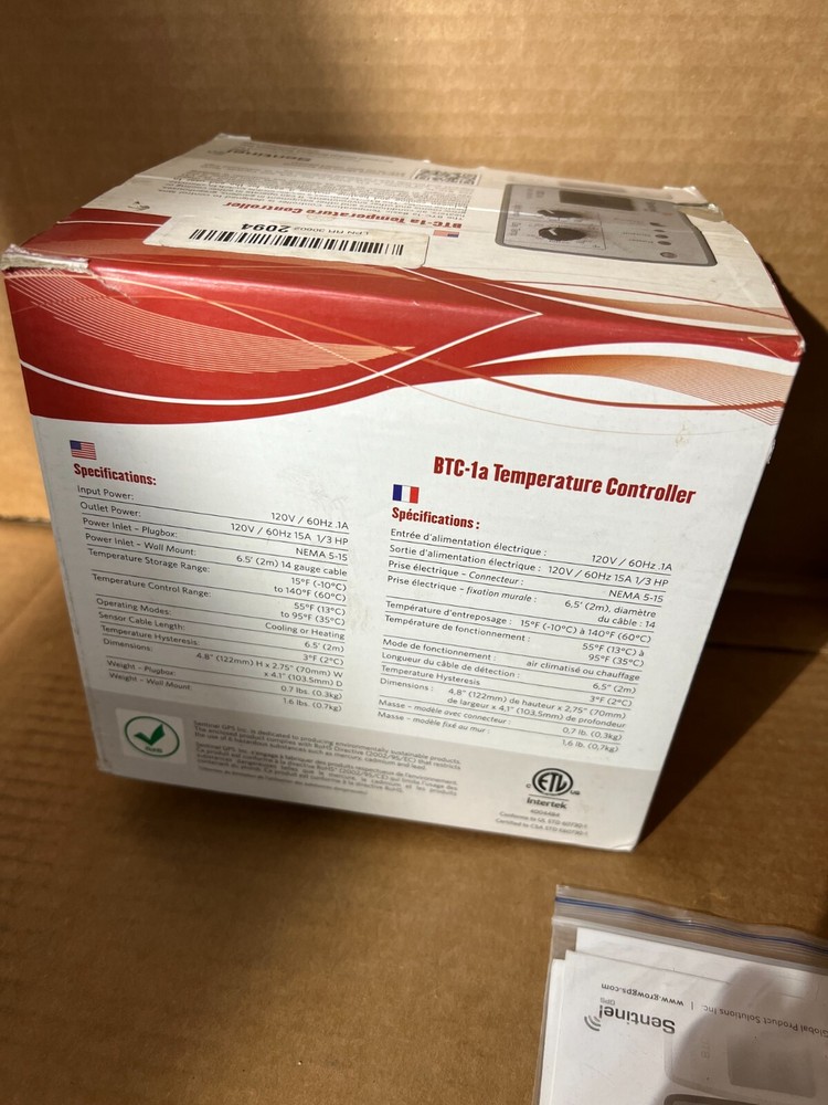 Sentinel GPS BTC-1a WM Basic Wall Mount Temperature Controller