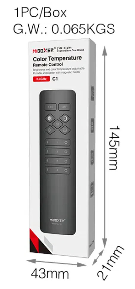 C1-W - 4-Zone Color Temperature Remote (CCT White Remote)